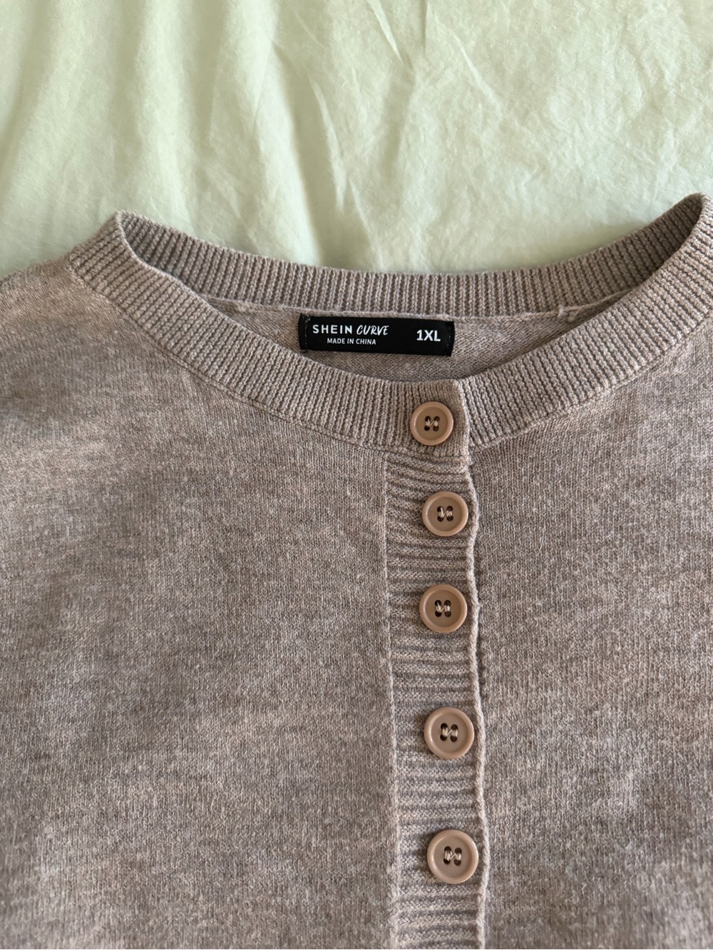 SHEIN tan Button-Front Sweater - Picture 2 of 6